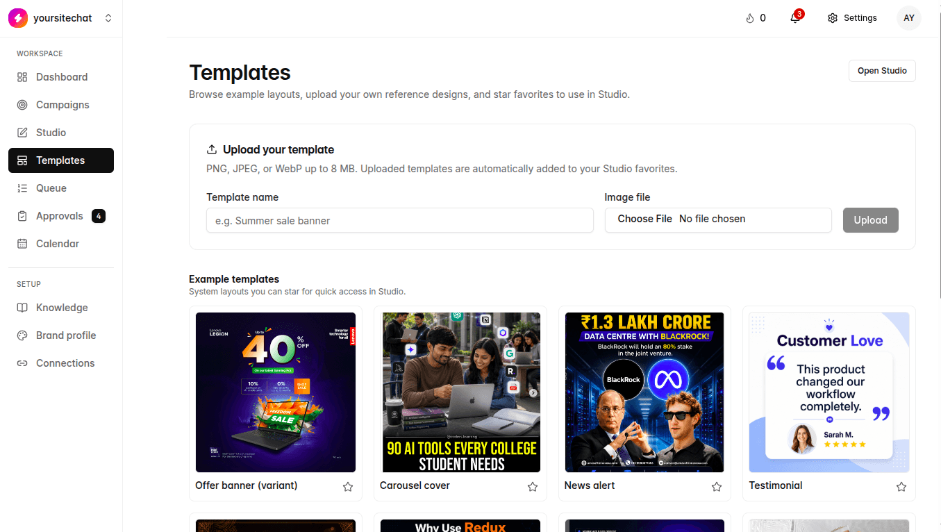 Template library in TheViralMarketing